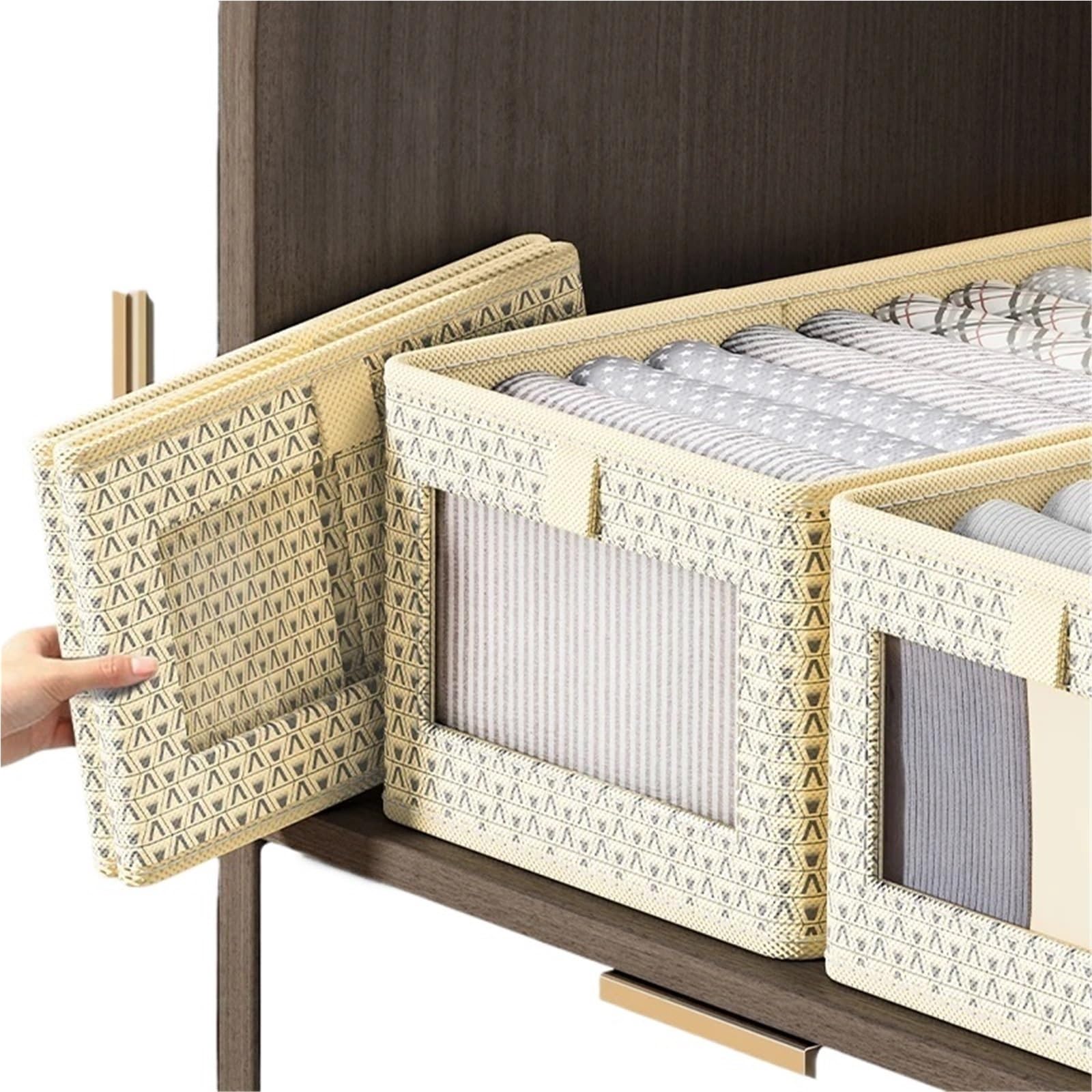 Pudełko do przechowywania bielizny, Pudełko do przechowywania odzieży Szafka na ubrania Składany organizer Skarpety Spodnie(7 grids beige)