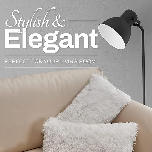 Miniatura 5 de Cheer Collection Juego de 2 almohadas de pelo largo lanudo  Almohadas de pelo sintético súper suaves y afelpadas  12 x 20 pulgadas color blanco