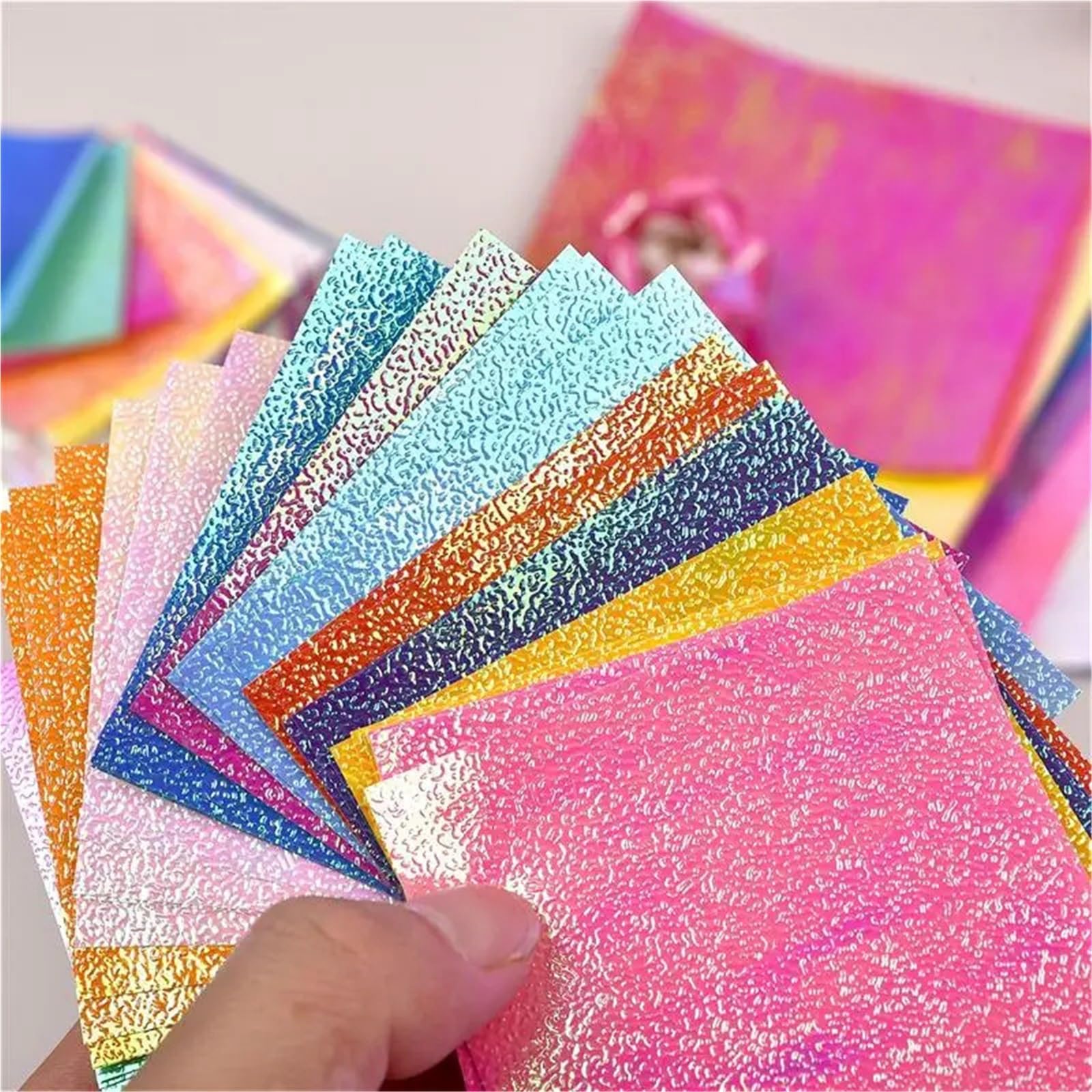 100 Stück glitzerndes Origami-Papier, doppelseitig, einfarbig, Faltpapier, Perlenglanz, handgefertigt, DIY, Scrapbooking, Basteldekor Für Handgefertigte Dekorationen(15x15cm)