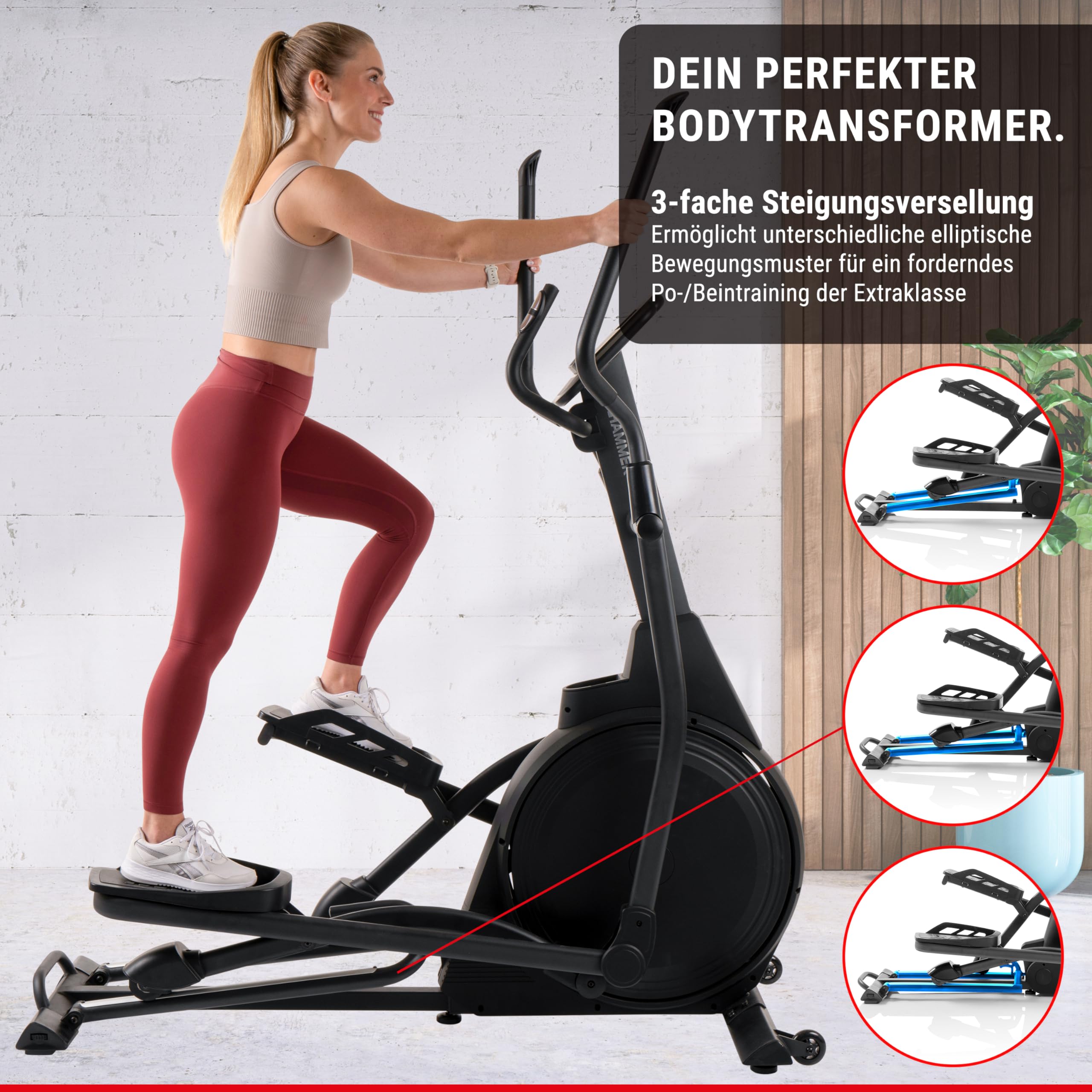 HAMMER Ellipsentrainer ELLYPSIS E3500 20 kg Schwungmasse 11 Programme Kinomap Zwift