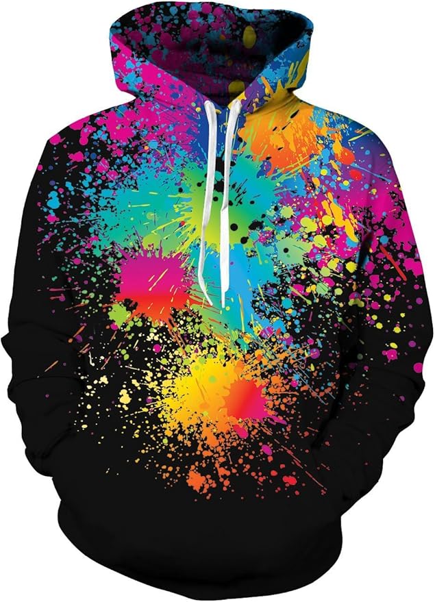 Loveternal Hoodie heren 3D grappige lange mouwen pullover met capuchon unisex paar sweatshirts voor mannen casual capuchon trekkoord hoodie met zak, M