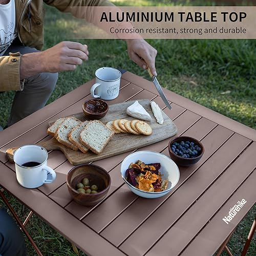 Miniatura 4 de Naturehike Mesa de campamento ultraligera de 20.7 pulgadas, mesa de aluminio portátil con bolsa de transporte, mesa de campamento cuadrada