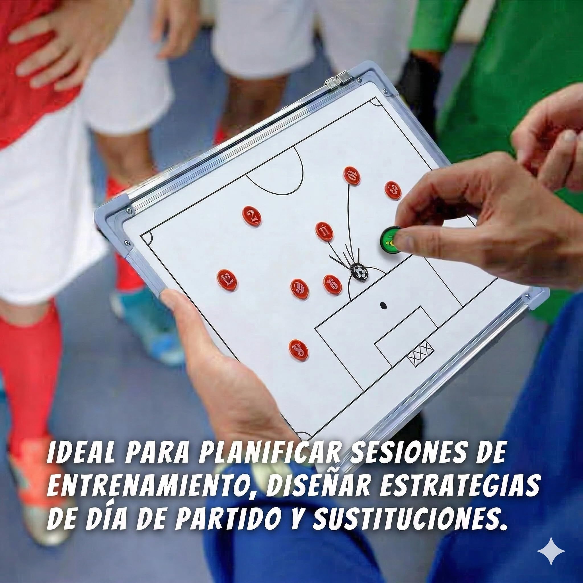 CREADY® Pizarra Entrenador de Futbol 44x31cm, Carpeta Táctica para Entrenar, Regalos para Entrenadores, Pizarra Magnetica Futbol, Pizarra Futbol Entrenador con Fichas Magnéticas y accesorios