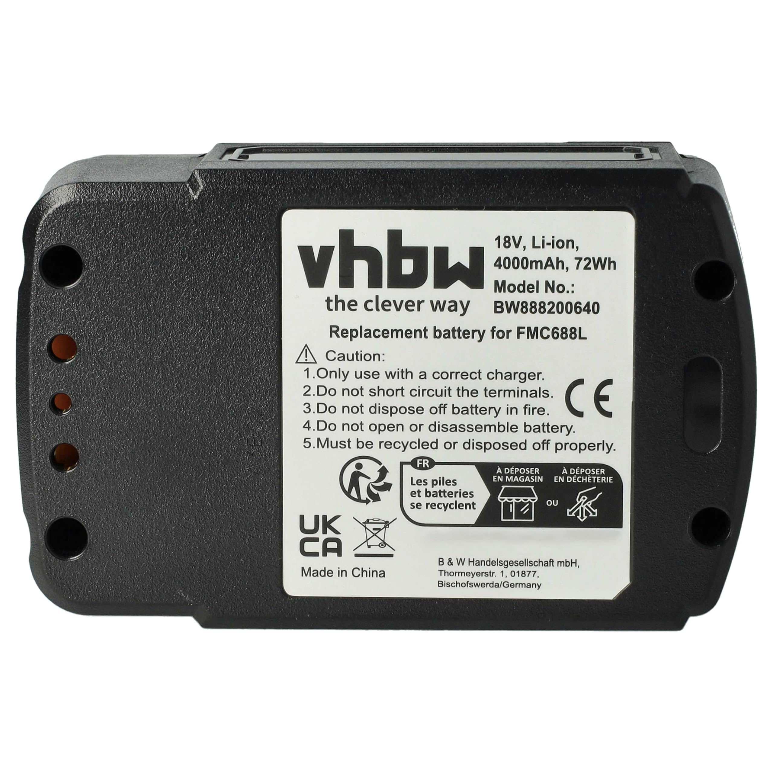 vhbw batteria sostituisce Stanley FMC687L per attrezzi da lavoro (4000 mAh, Li-Ion, 18 V)