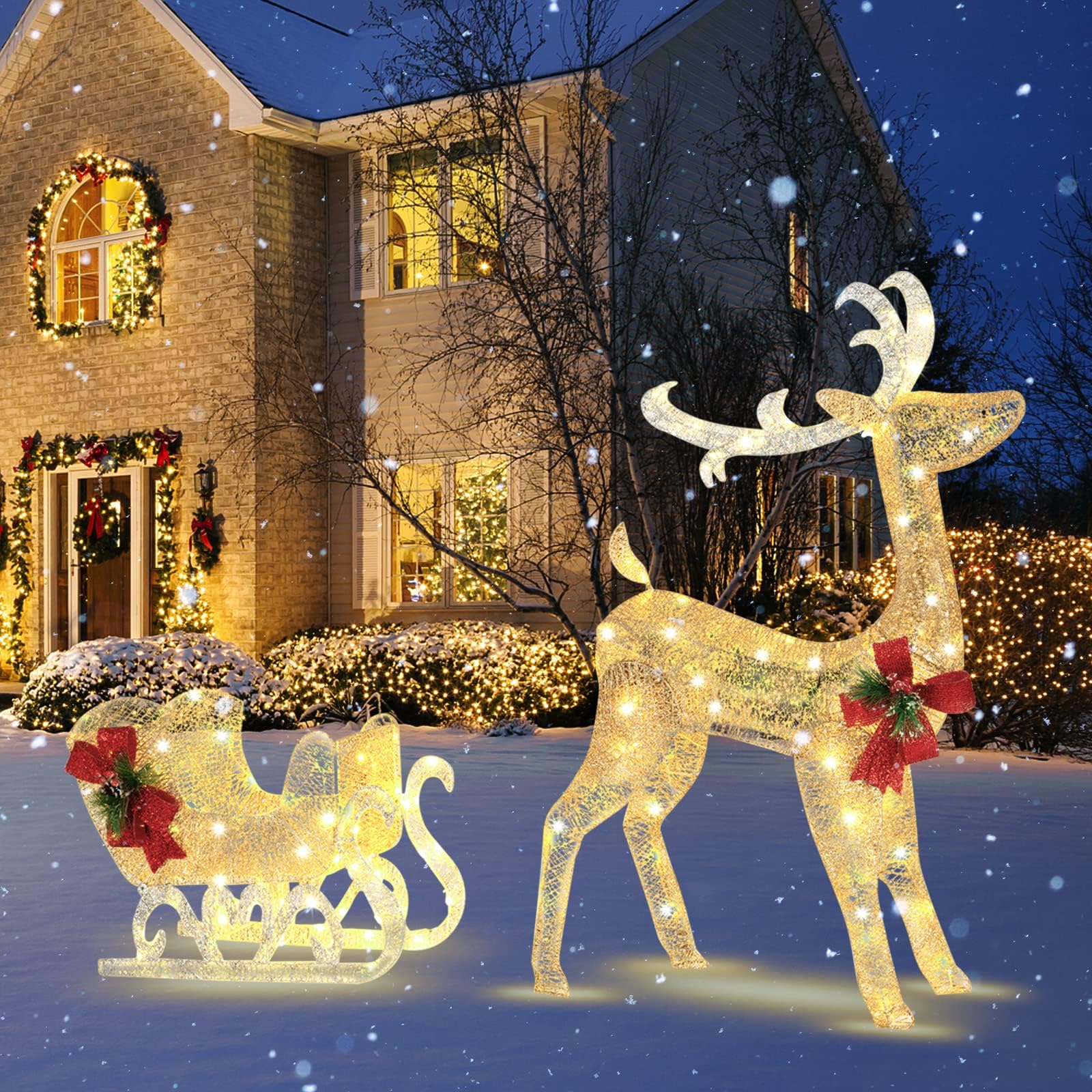 Traineaux Pere Noel Lumineux