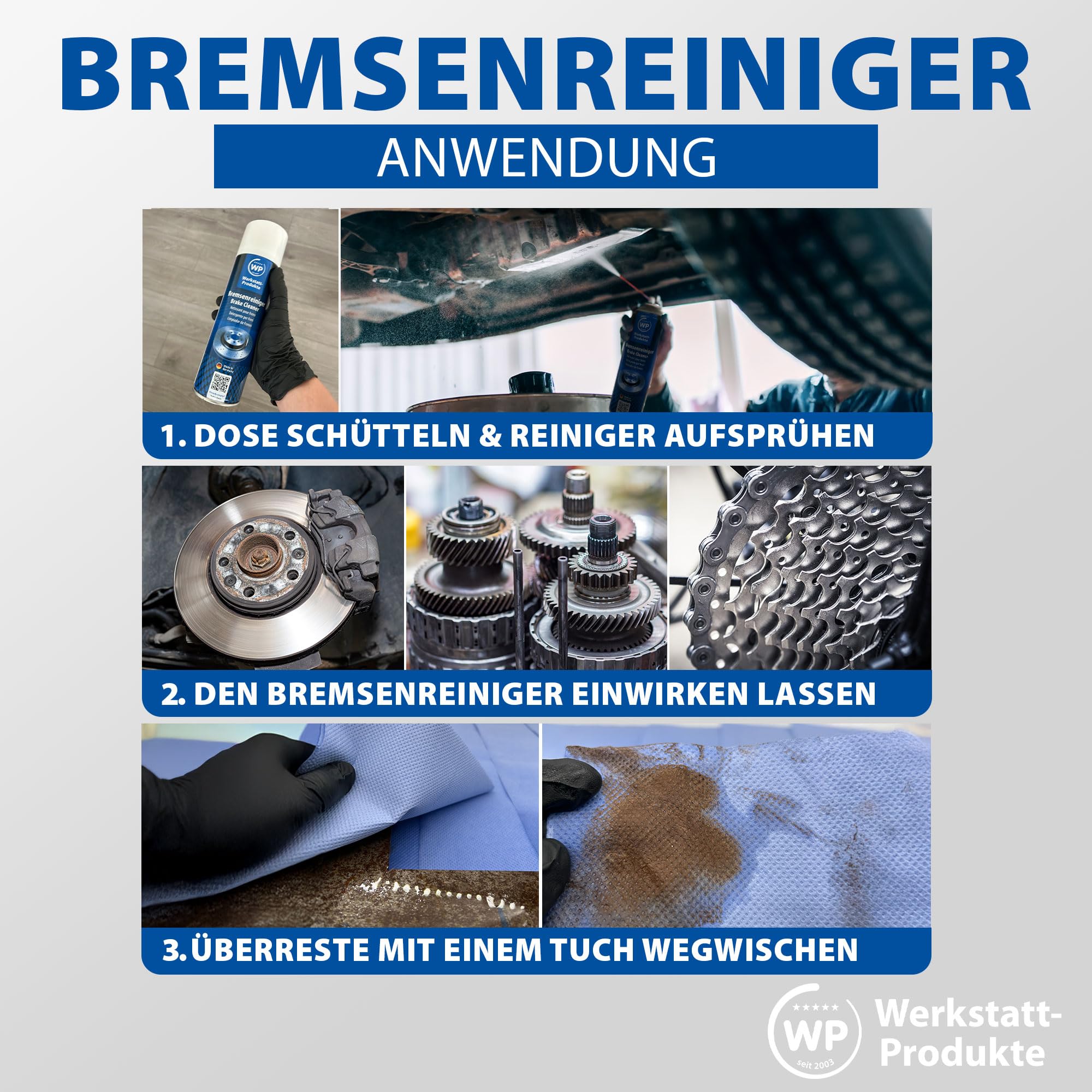 MW 24x WP Bremsenreiniger 500 ml Acetonfrei Teilereiniger entfettet rückstandsfrei 360° Sprühventil silikonfrei