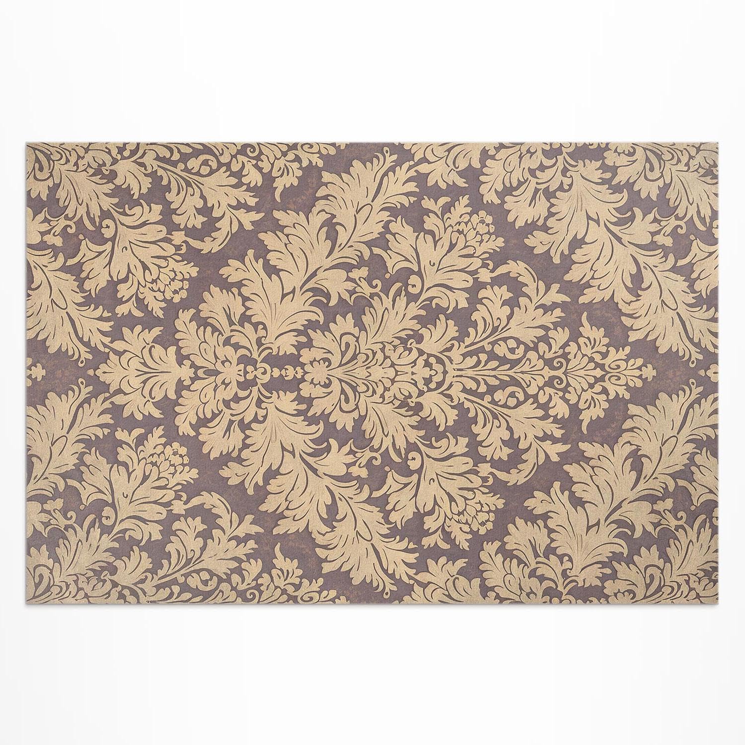 Tapis en vinyle 120x180 cm rectangle avec ornement végétal pour balcon et jardin