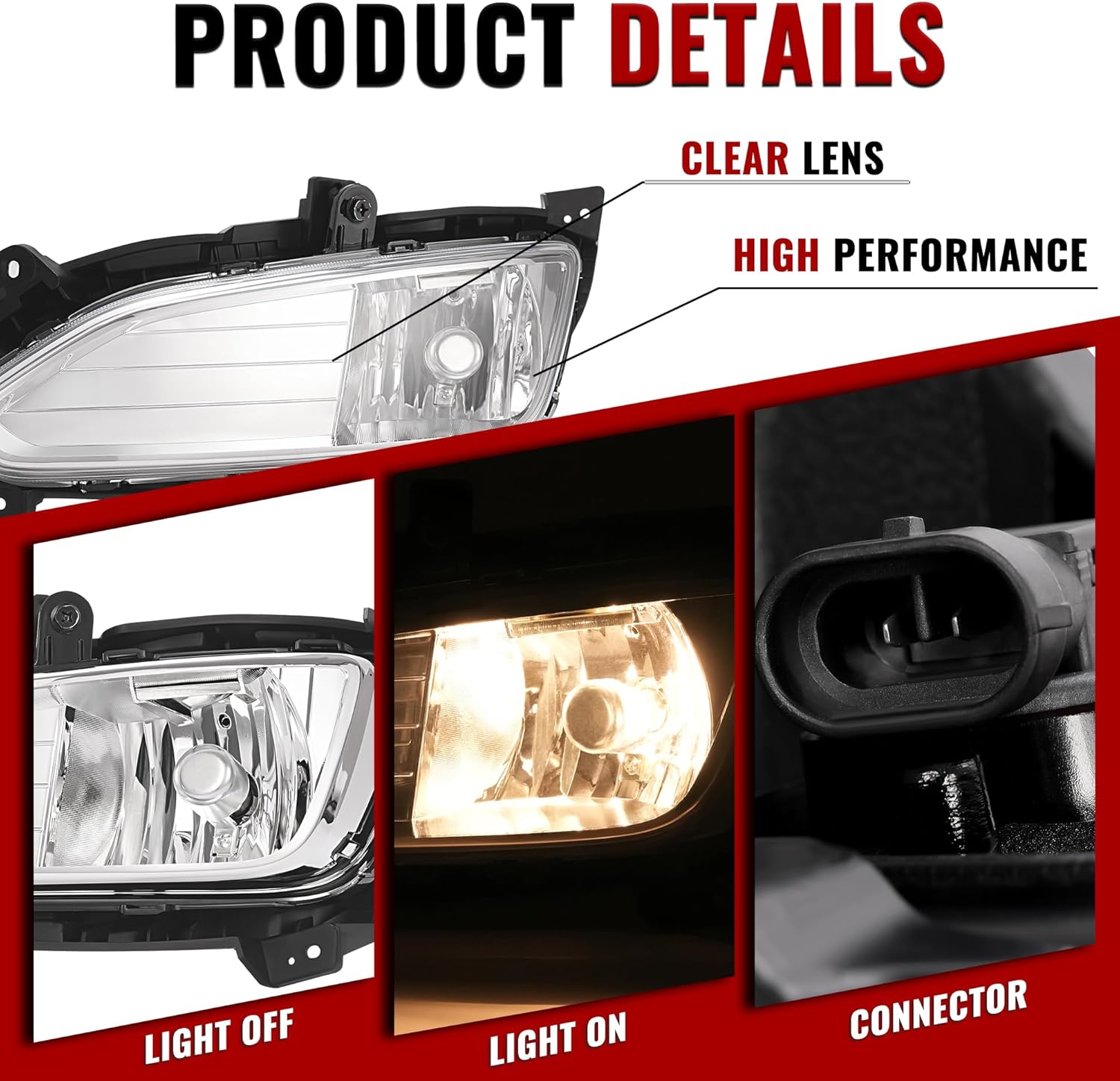 HECASA Left Fog Light Compatible with 2013-2016 Hyundai Santa Fe Sport Halogen Front Bumper Driving Fog Lamp Clear Lens Plastic Driver Side