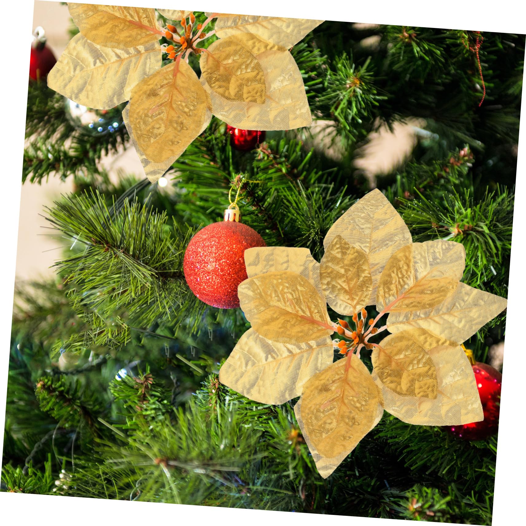 ifundom 84piezas Flores Artificiales De Poinsettia Falsas para Decoraciones Navideñas para Árboles Guirnaldas y Fiestas De Navidad