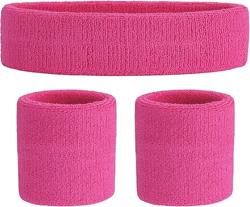 ONUPGO Sweatband Set Sports Headband Wristband Set Sweatbands Terry Cloth