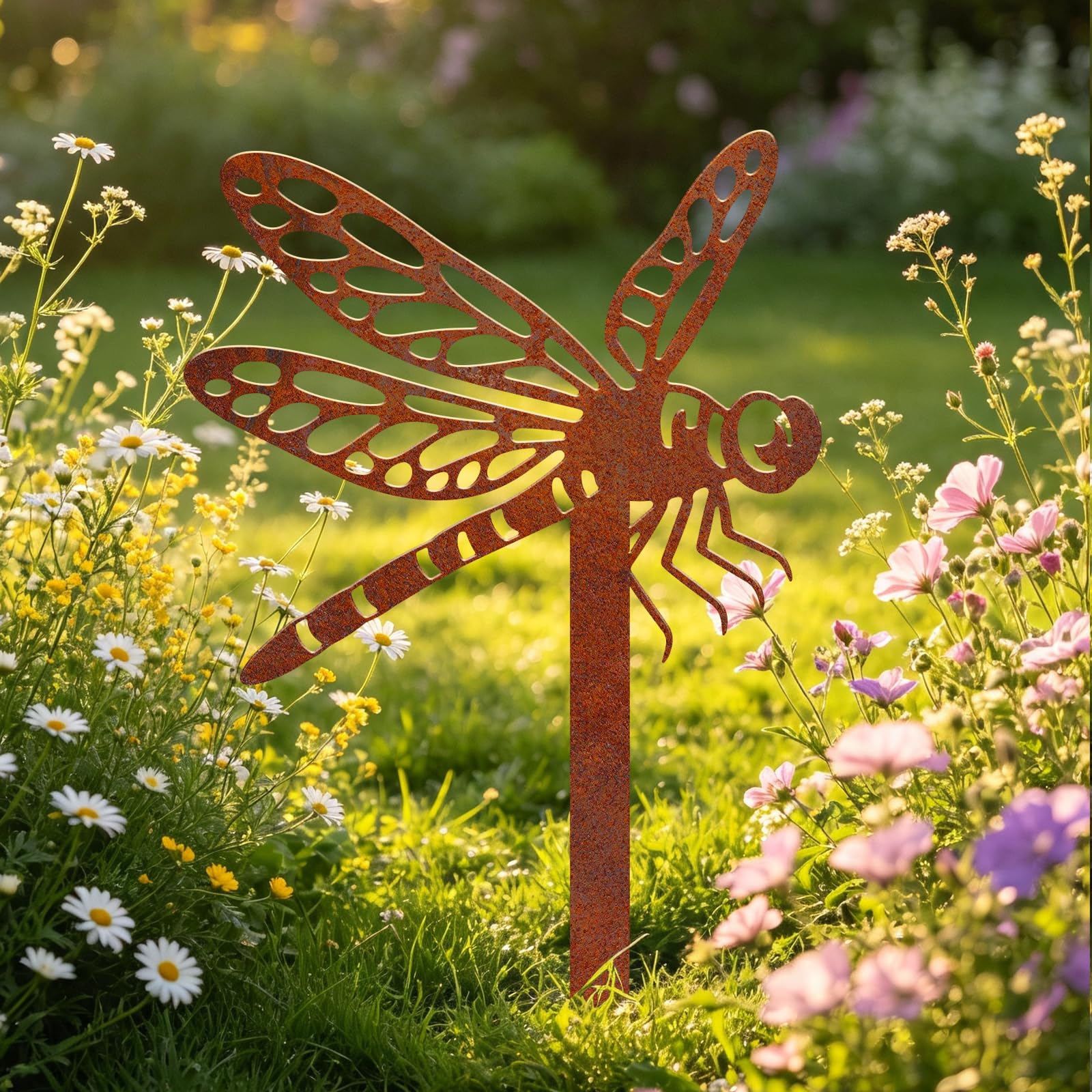 CUTHOLLOW Dragonfly Rusty Metal Garden Stakes, Yard Art Decor — image 1