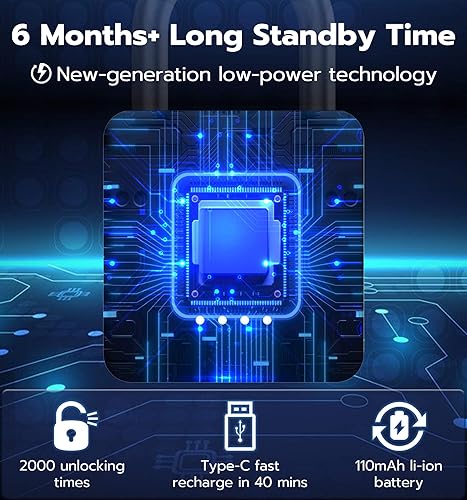 Miniatura 7 de Anweller - Candado inteligente sin llave, con teclado de código, bloqueo biométrico de combinación de aplicación Bluetooth para armario, unidad de