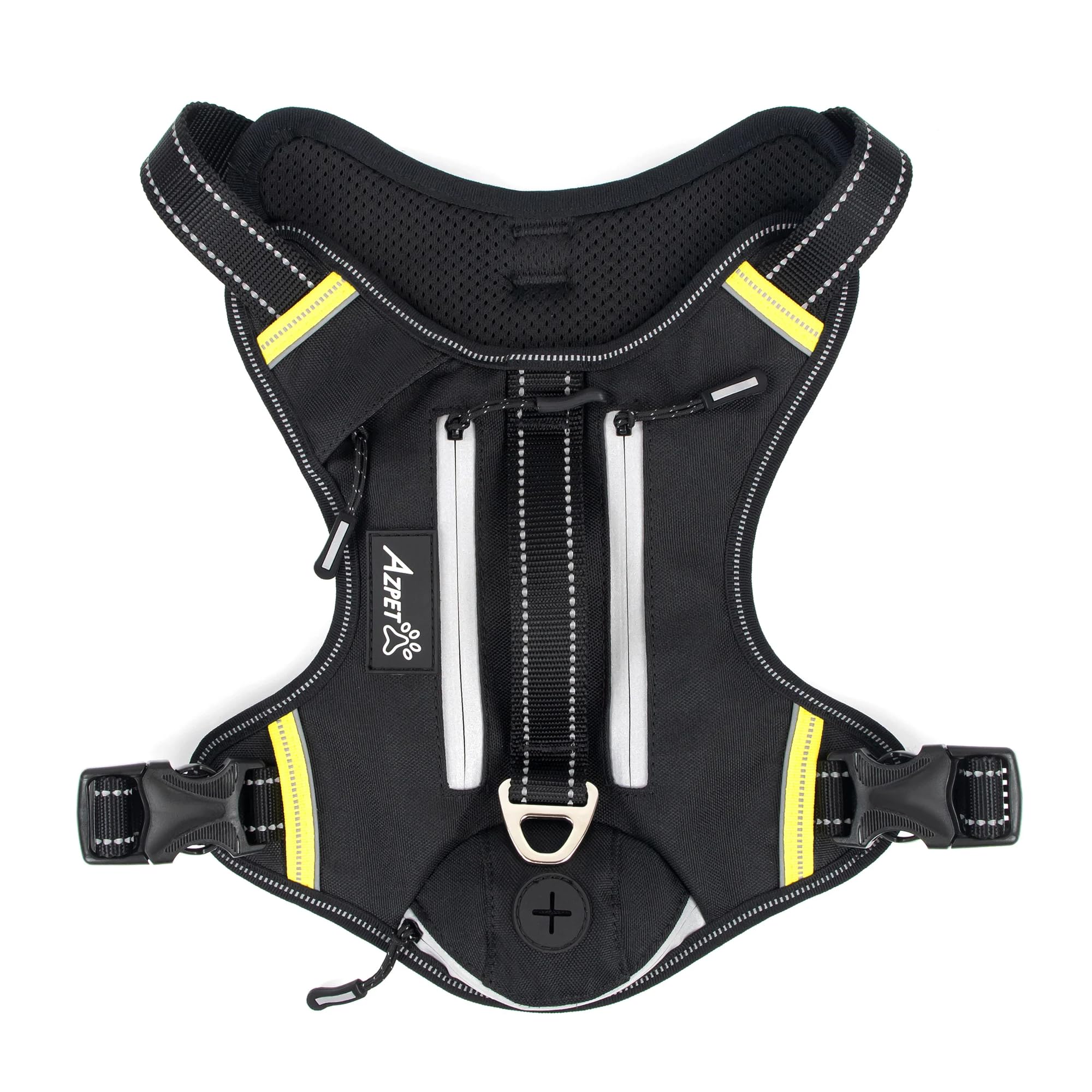 Azpet Adventure Backpack Dog Harness - Pocket Compatible with Apple Airtag/Tile - Premium, Reflective (Medium)
