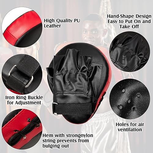 Miniatura 5 de Gemscream Juego de guantes de boxeo 10 en 1, guantes de boxeo, almohadillas de enfoque, guantes de boxeo, seguridad para la cabeza, muñequera para