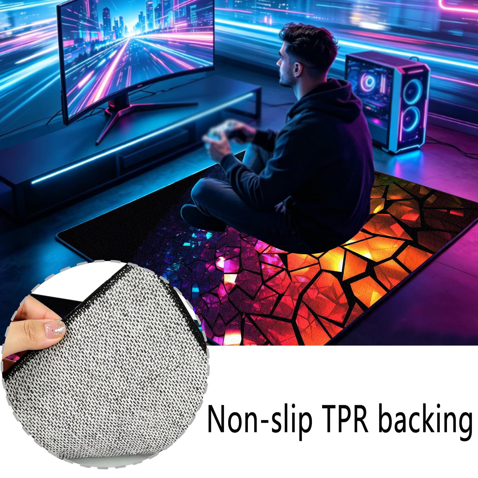 Dywan do pokoju młodzieżowego dla dzieci mata dla graczy podłoga 3D dywaniki dla dzieci mata do gier antypoślizgowa mata do salonu duży dywan do sypialni, dywan do pokoju dla graczy 120 x 130 cm