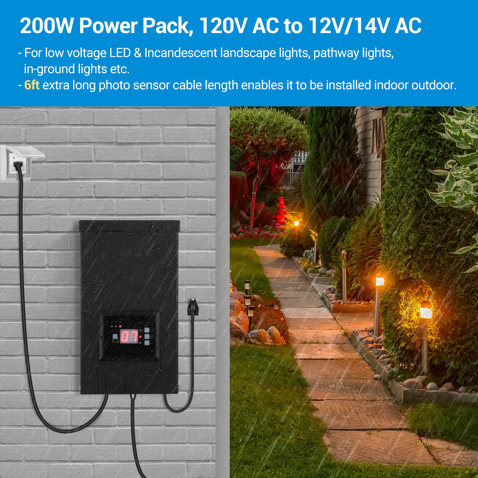 DEWENWILS 200W Low Voltage Transformer