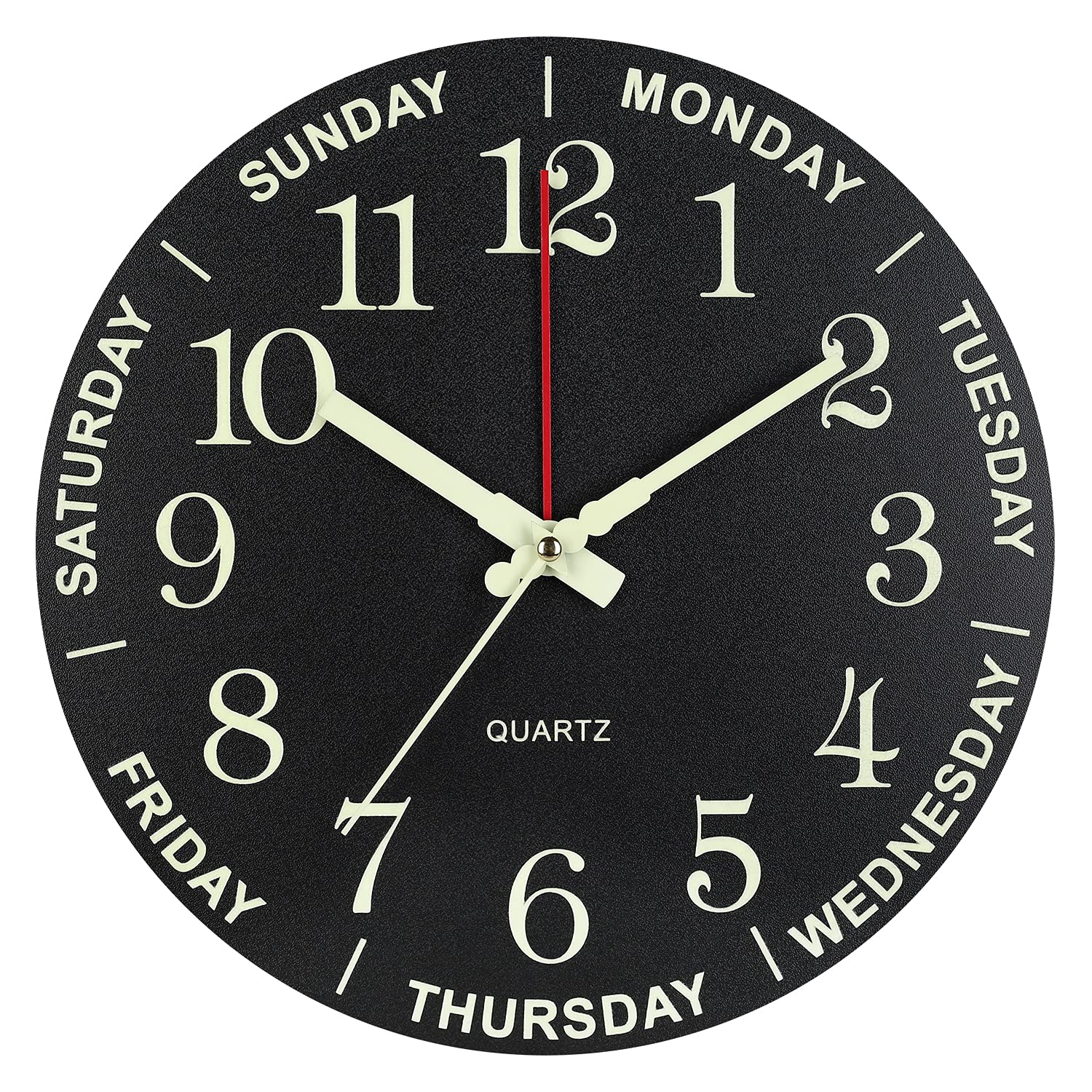 Buy HENG DA SI Luminous Wall Clock, 12'Wooden Silent NonTicking Glow