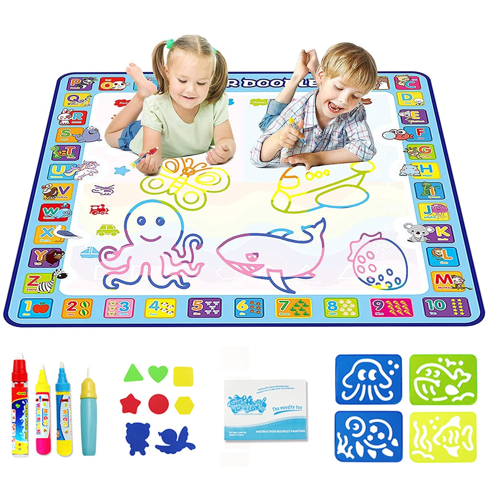 ROEXUN 120 x 90 cm Water Drawing Painting, Doodle Magic Mats, Carpet with Painting Tool Set, Educational Toy Gift for Children ROEXUN 120 x 90 cm Water Drawing Painting, Doodle Magic Mats, Carpet with Painting Tool Set, Educational Toy Gift for Children