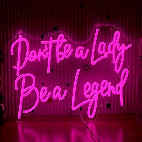Don't Be a Lady Be a Legend Neon Sign USB Powered Pink Neon Light Wall Decor Dimmable Inspirational Led Neon Signs for Bedroom Home Office Powerful Women Girls Feminist Gift Idea
