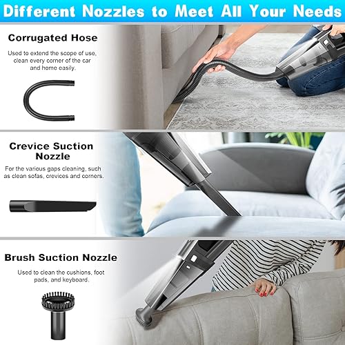 Miniatura 2 de Aspiradora de mano inalámbrica Mini aspiradora portátil recargable para automóvil con 11000 PA potente succión para el hogar y la oficina