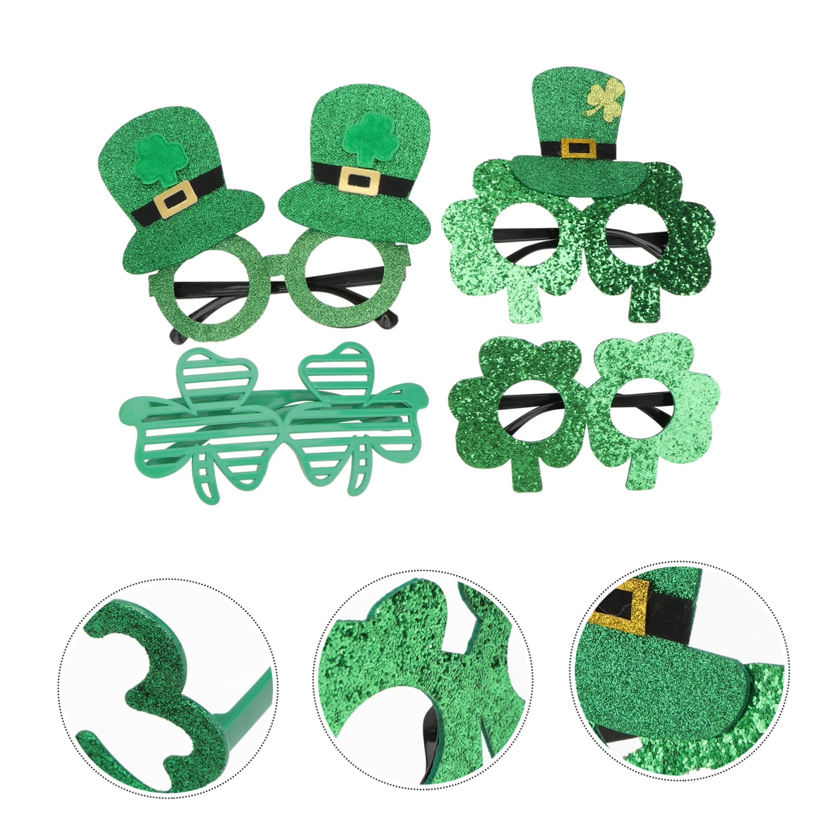 Abaodam 12 Pares Juego De Gafas Festival Anteojos De Trébol Decoración De Gafas Decoración Del Día De San Patricio Gafas Verdes Gafas De Trébol Gafas De Fiesta Hojas Parrillero El Plastico