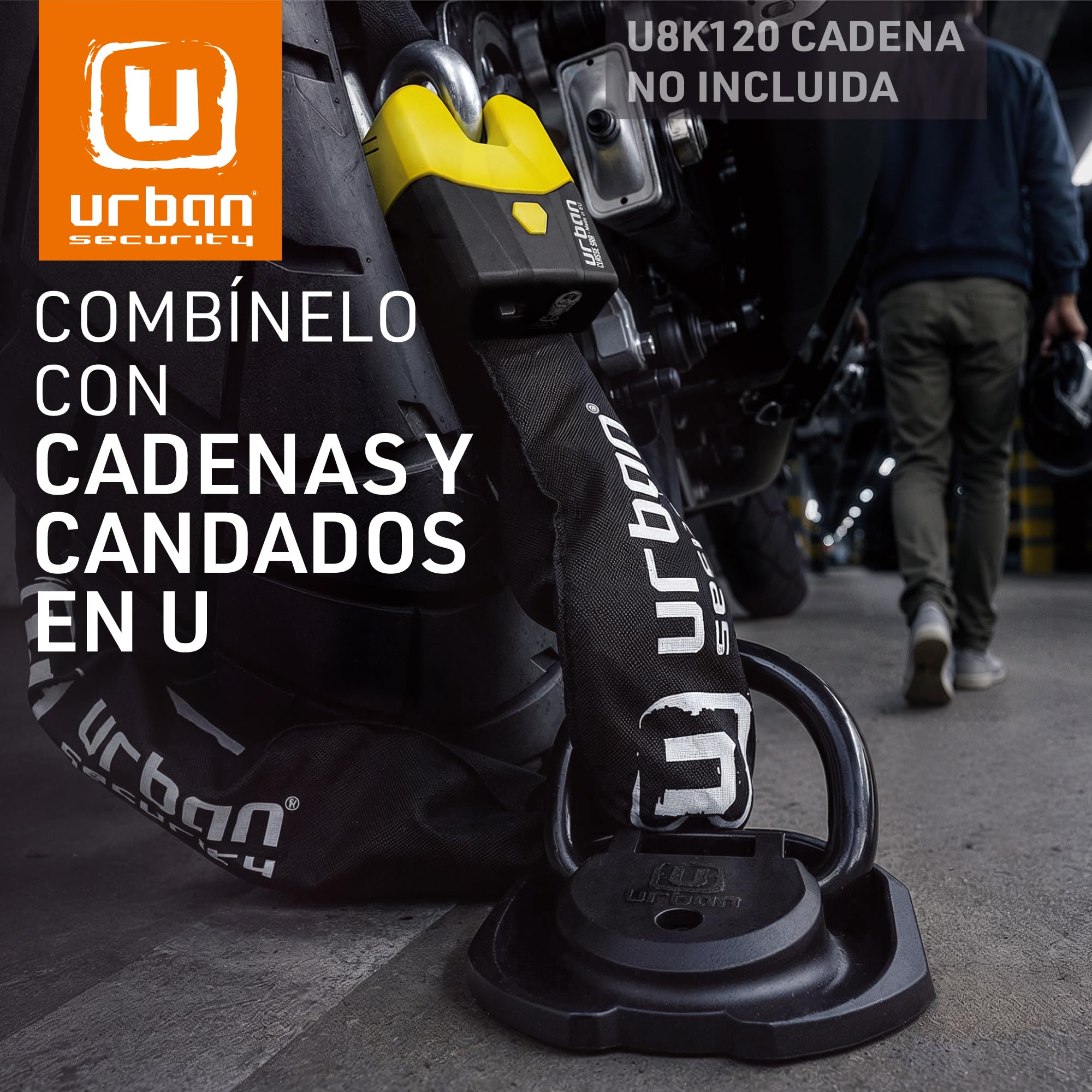 urban UR55 Anclaje Suelo Moto Alta Seguridad Testado, Anilla ø14 Abatible Acero Endurecido, 4 Pernos Expansion, Antirrobo Fijación Pared Cadena Garaje Remolque Parking Motocicleta Scooter Bicicleta