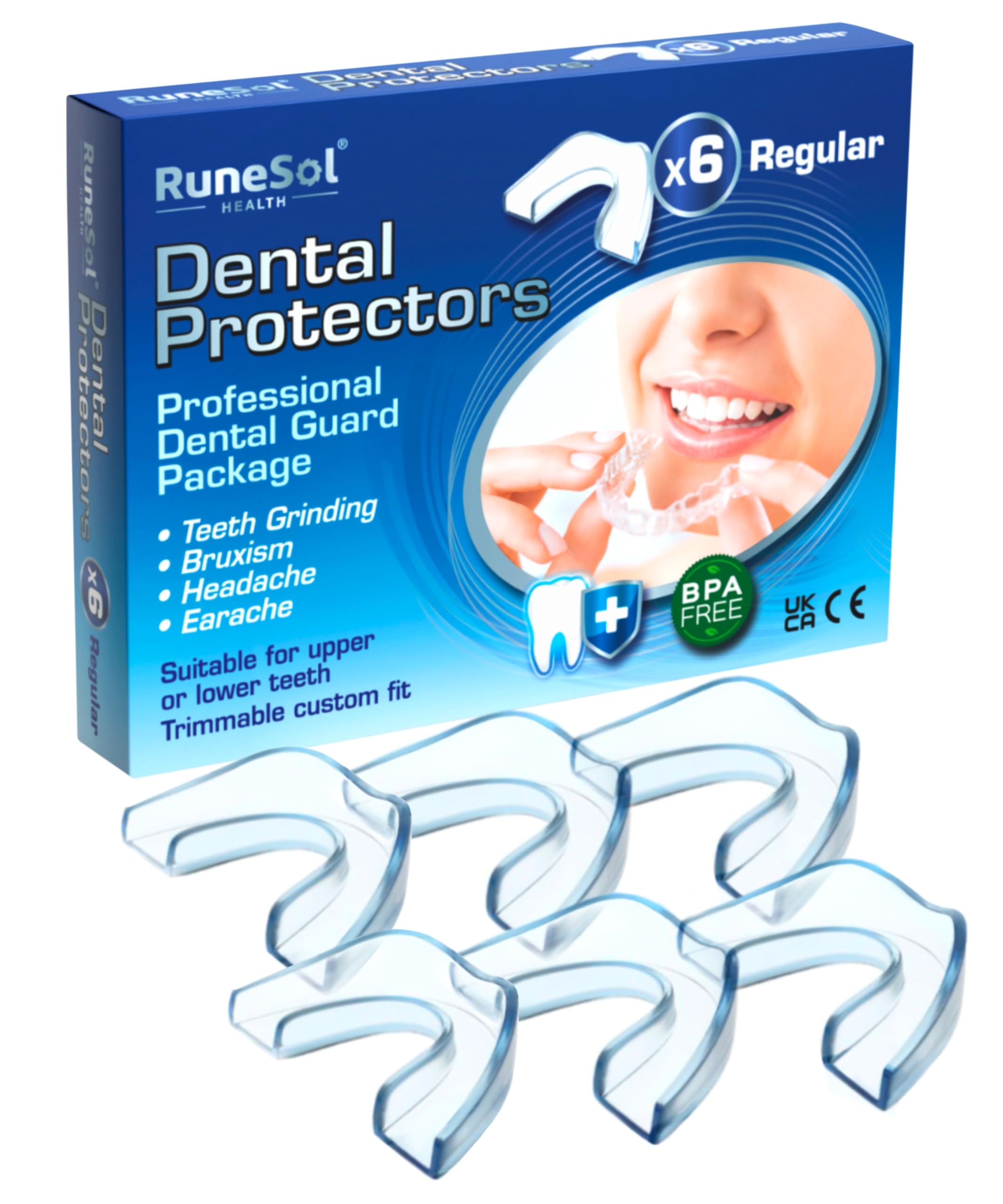 Runesol Ferula Descarga Bruxismo, 4pcs Grande Bruxismo Dental Noche, Sin BPA y Dispositivo Dédico CE Ferula Dental Bruxism, Protector Bucal para Dormir, Bruxism, Roncar, Deporte, Funda Dientes — view 10