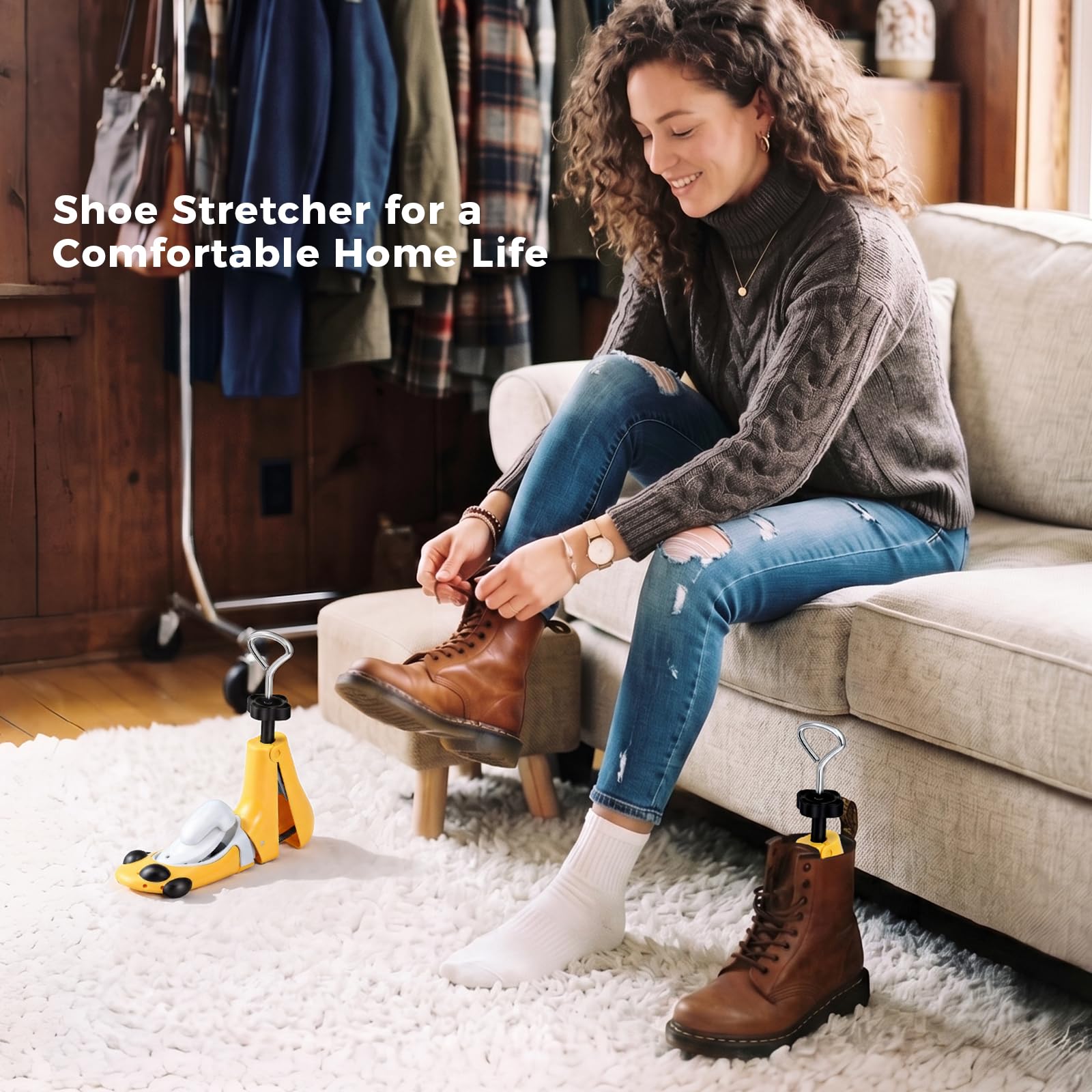 Estirador de zapatos para hombres y mujeres, expansor de longitud/ancho/altura ajustable para pies anchos y empeine