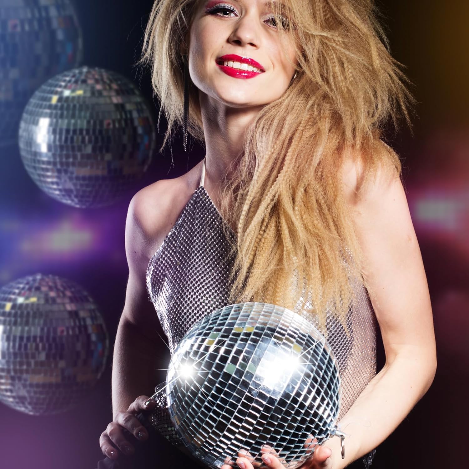 4 Pcs Large Disco Ball Decor- Silver Hanging Mirror Disco Balls Ornament for New Year Decor Christmas Tree Wedding Party Supplies Holiday Dance Music Festivals Club(6 Inch