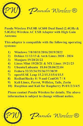 Miniatura 3 de Panda Wireless PAU0B AC600 - Adaptador USB inalámbrico N de doble banda (2.4 GHz y 5 GHz) con antena de alta ganancia - Windows XPVista788.11011,