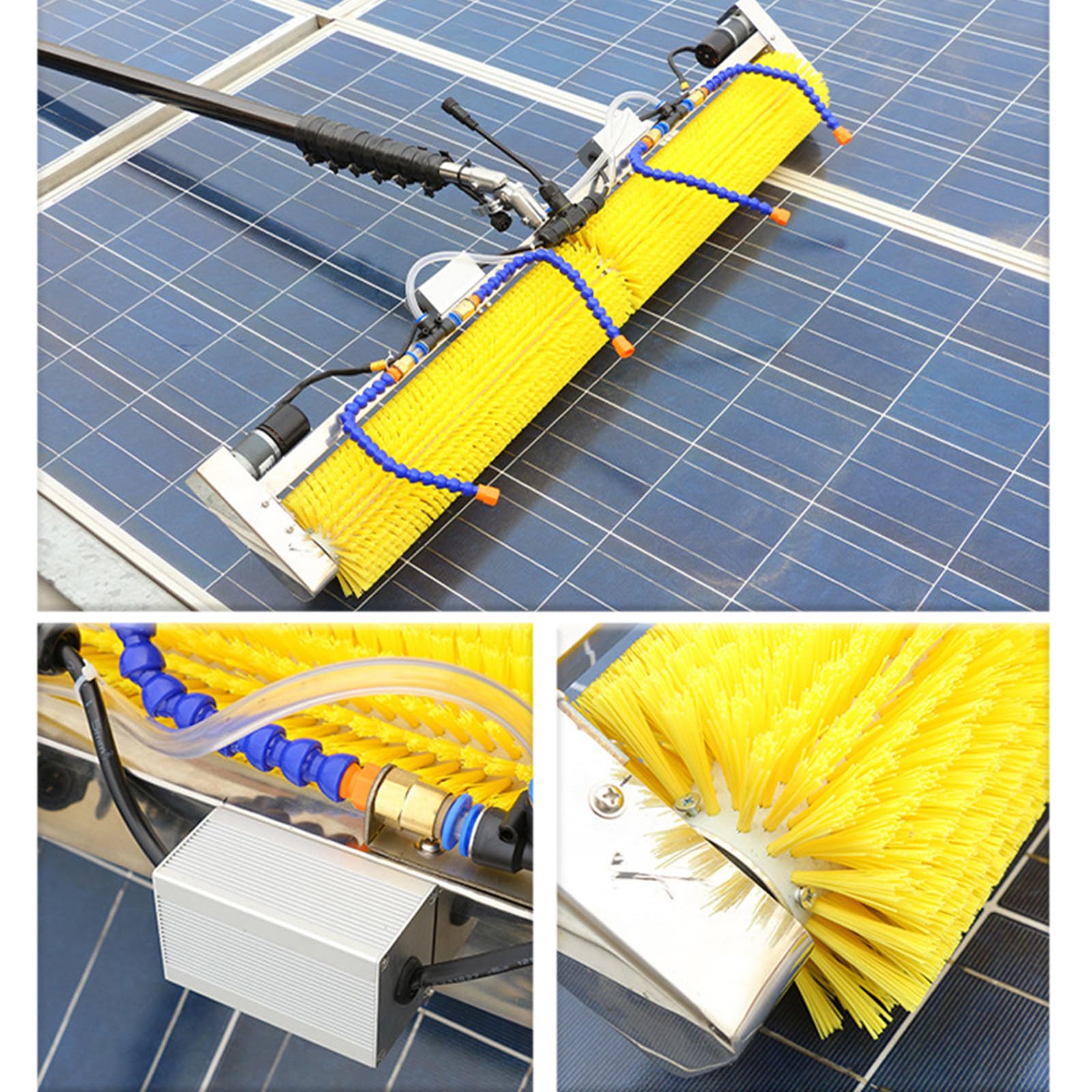 Limpia Placas Solares, Máquina de Limpieza de Lavado de Paneles fotovoltaicos con Varilla telescópica, Alimentada por Agua, Limpia Vidrios, Ideal Lavado Camiones,Cartelería,Mainspower-6m