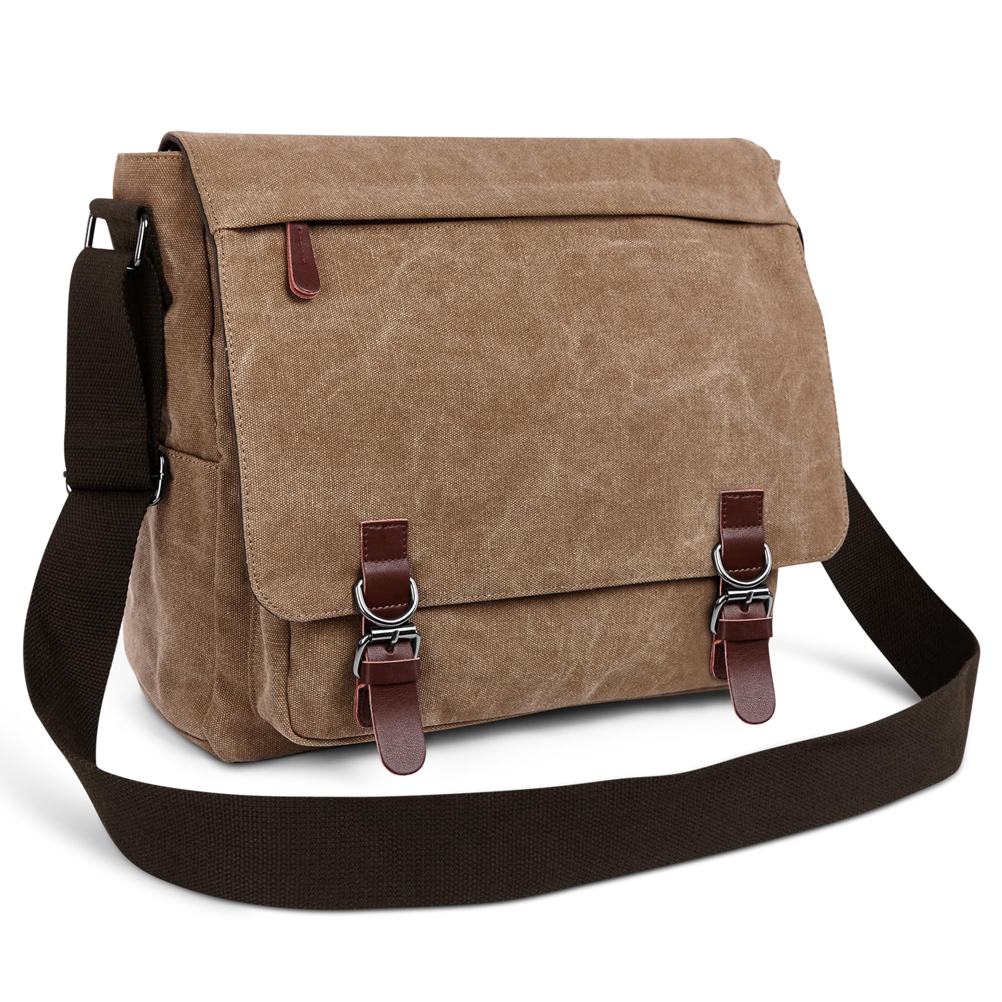 Moda Borsa a Tracolla Uomo Borse Messenger Tela Ventiquattrore 13.3 pollici Laptop Messenger Bag Briefcase Viaggio Causale Lavoro Scuola Uomo Borsa a Tracoll Cachi