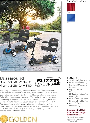 Miniatura 6 de Golden Technologies Buzzaround XL - Patinete compacto de movilidad de 4 ruedas - GB124A-STD (azul)