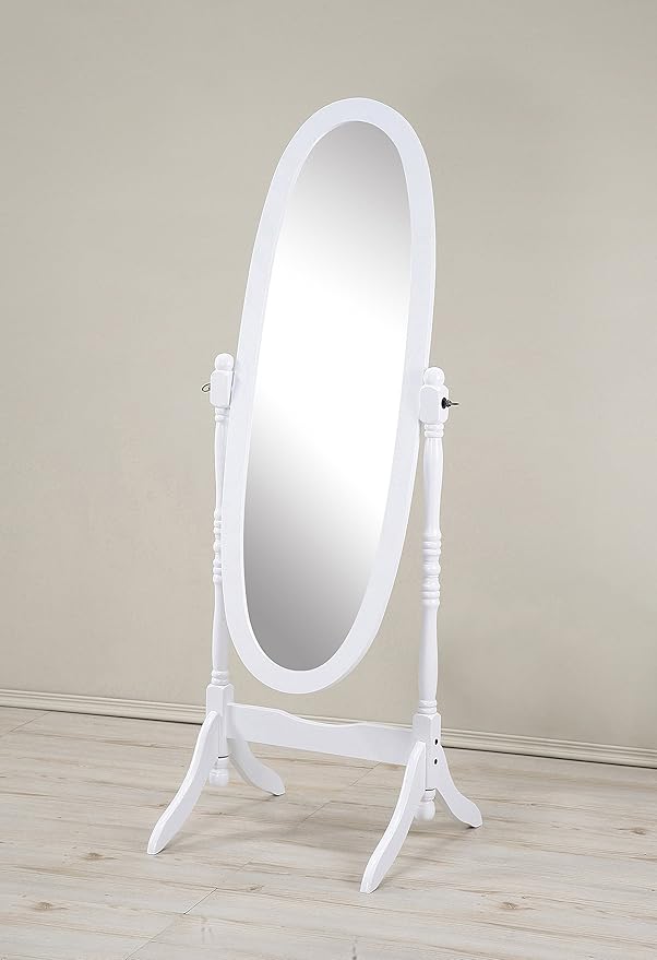 White, Queen Anna Style Wooden Floor Mirror