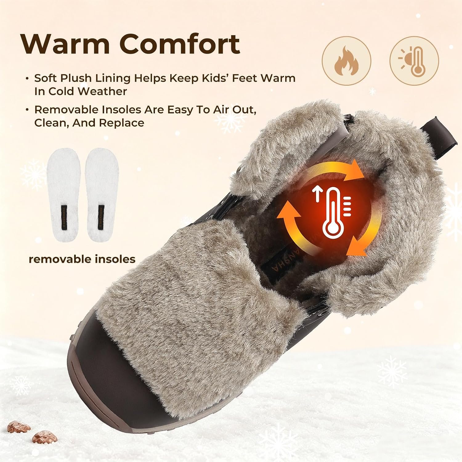 Mishansha Boys Girls Snow Boots Water Resistant Kids Winter Hiking Boots