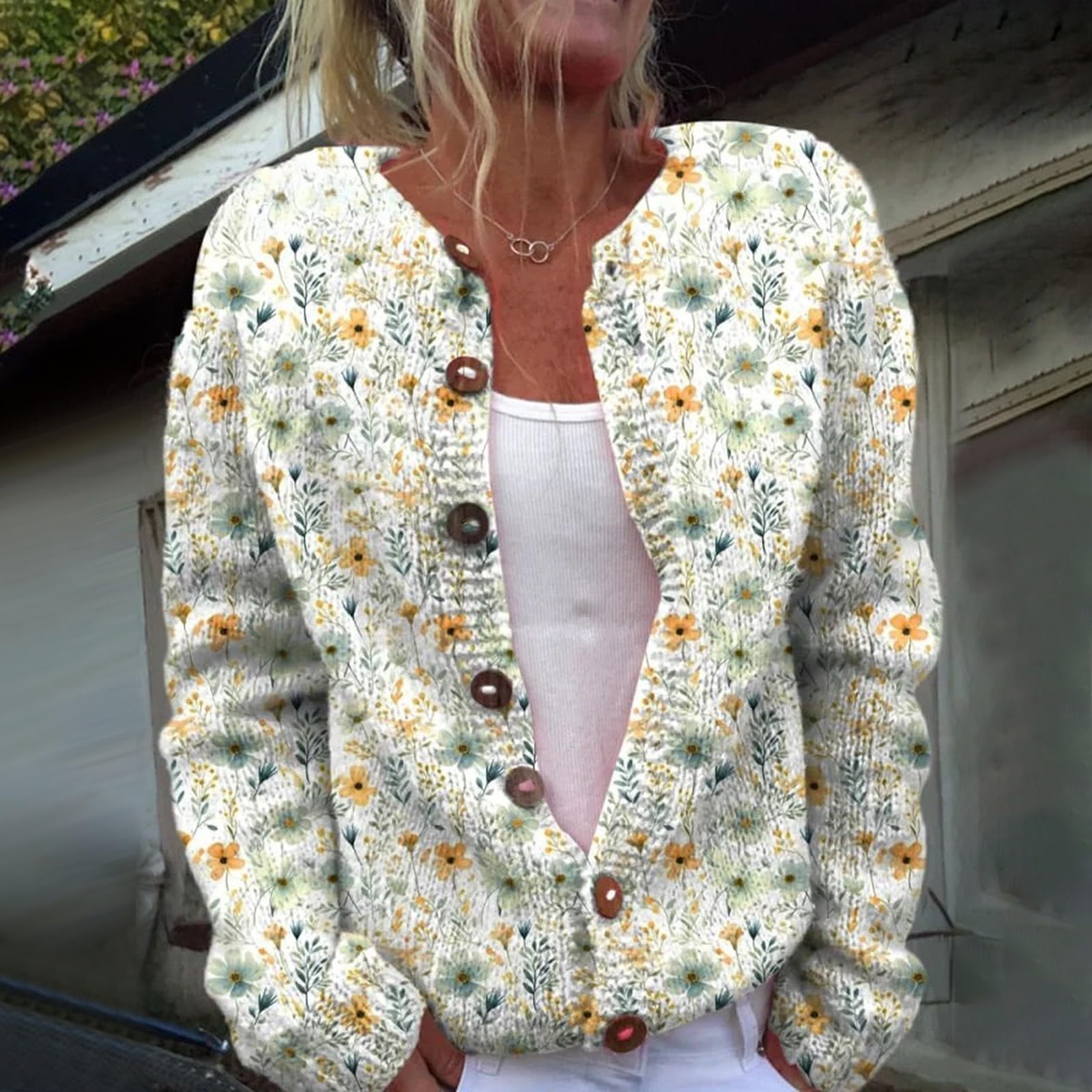 Women's Single Plush Art Floral Print Comfortable Knitted Cardigan Hoodie Kleid Rot Damen Langarm Winterjacke Mit Heizung Damen wasserdichte Jacke Damen Outdoor Übergangsjacke Kinder