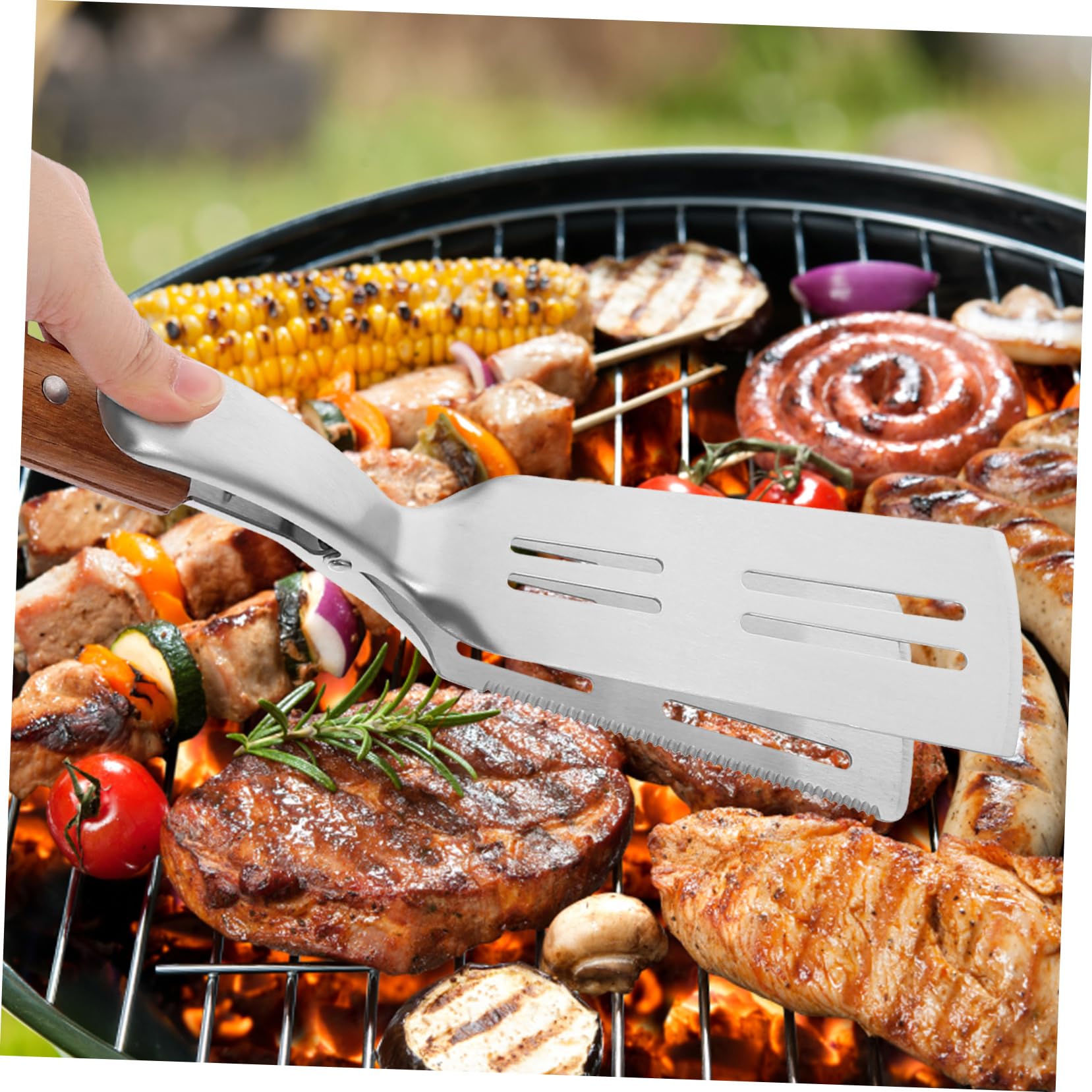 Alipis 4pièces Pince à Nourriture Acier Inoxydable Avec Manche Bois Ustensile De Cuisine Pour Barbecue Cuisson Service De Buffet Et Friture Pince Alimentaire Et Pratique