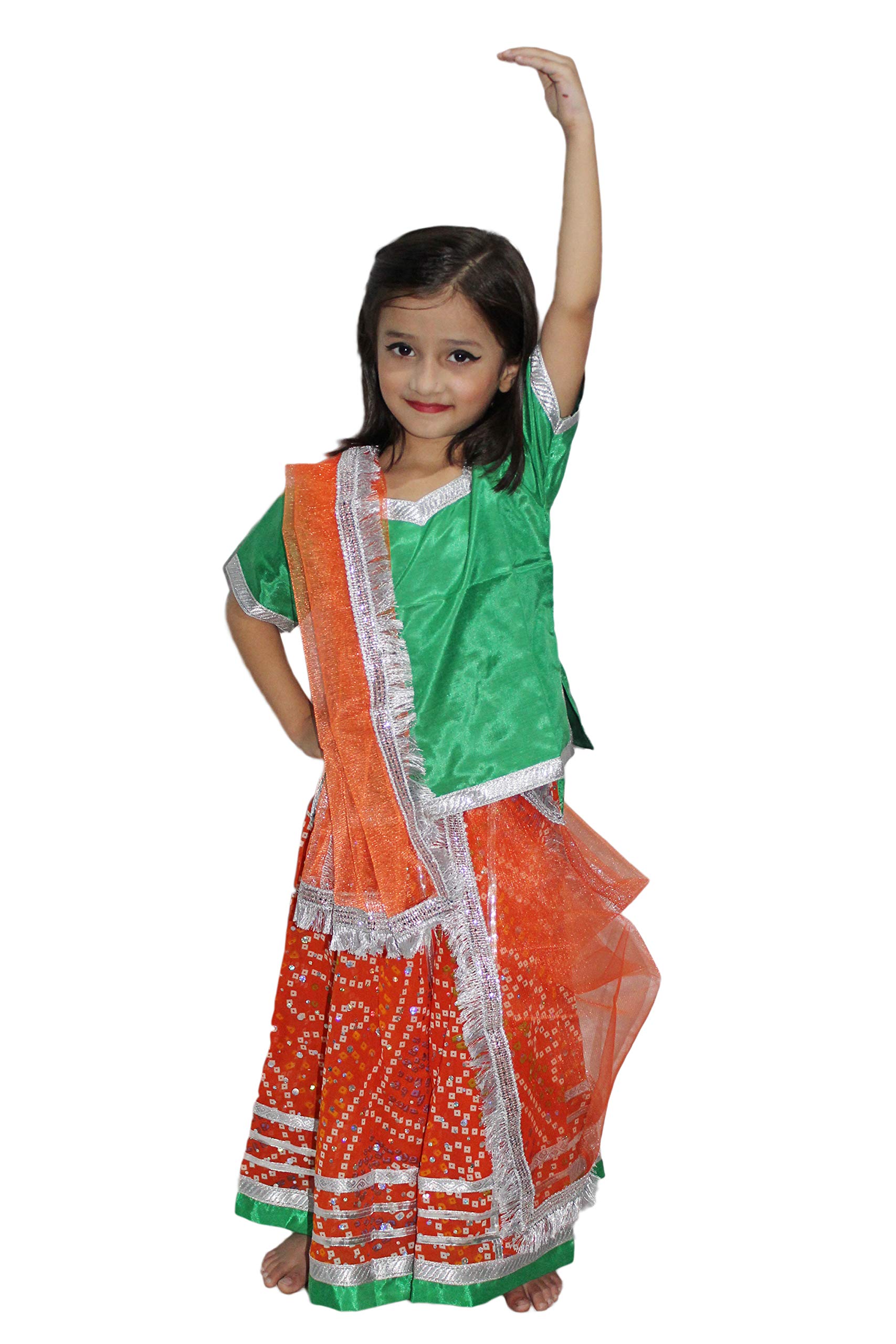 Buy Kaku Fancy Dresses Rajasthani Folk Dance Costume for Kids/Lehenga Choli  Costume Set - Orange, 14-17 Years, For Girls Online at Low Prices in India 