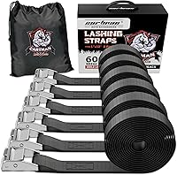 Cartman 1" x 12ft Lashing Straps Cargo Tie-Down 600lbs Break Strength, 6 Pack with Carry Bag, Black