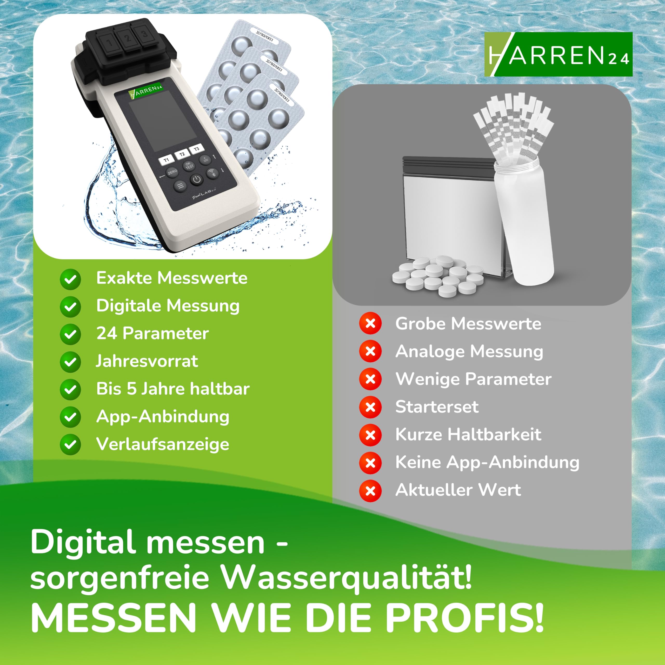 Poollab 2.0 Special Edition, elektronischer Pooltester (Photometer), Pool Wassertester, 170 Pool Testtabletten für Chlor pH-Wert Phenol Red Pool Zubehör (mit DPD1, DPD3, pH, CYA, AlkalM)