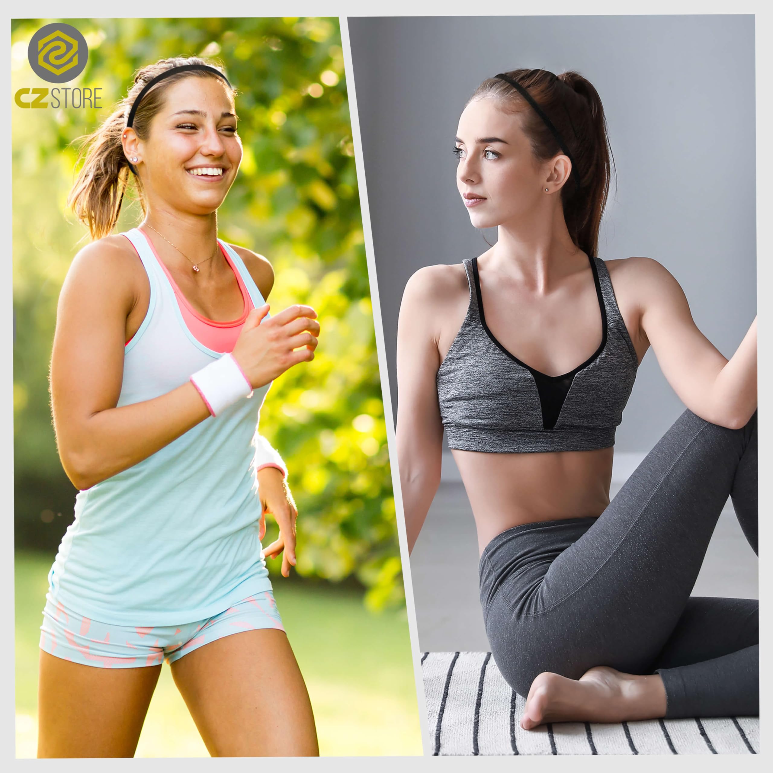 Fascia Elastica per Capelli |20CMX9MM|✮GARANZIA A VITA✮ - 4/6/8/10 Fascette Elastiche per lo Sport, Interno in Silicone Antiscivolo - Allungabile Fino a 70cm - Fascetta Fitness per Uomo e Donna
