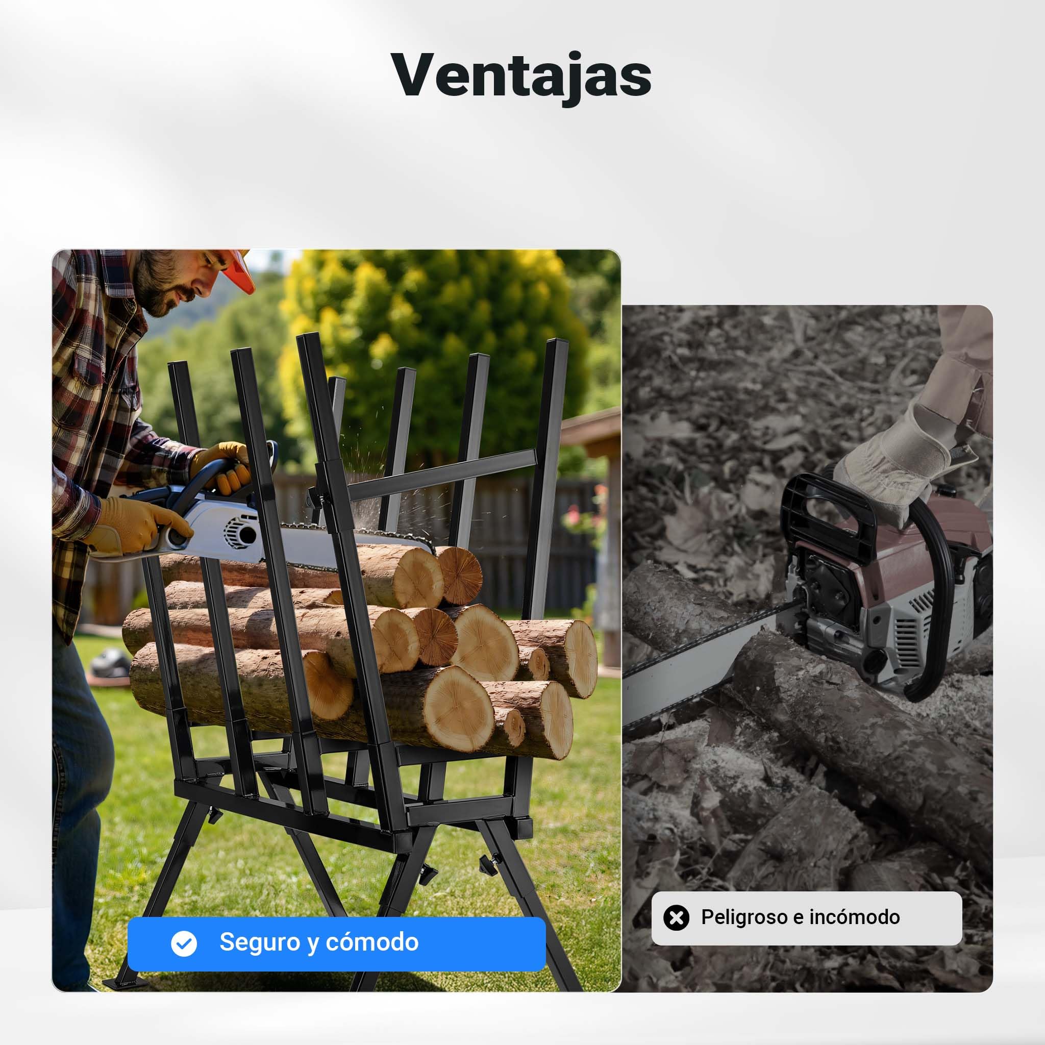 WilTec Caballete de aserrado soporte para cortar leña con motosierra 400 kg troncos serrrar madera sierra