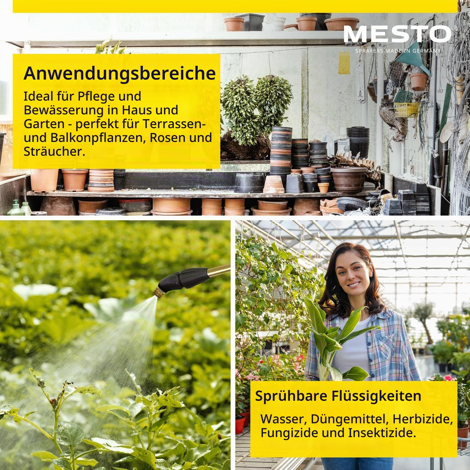 MESTO PICO Black Edition Drucksprühgerät 5L Set inkl. MESTO Regenmesser | Drucksprüher 3 Bar | Drucksprühflasche Haus & Garten | Pumpsprühflasche für Pflanzen | Unkrautvernichter & Pflanzenschutz