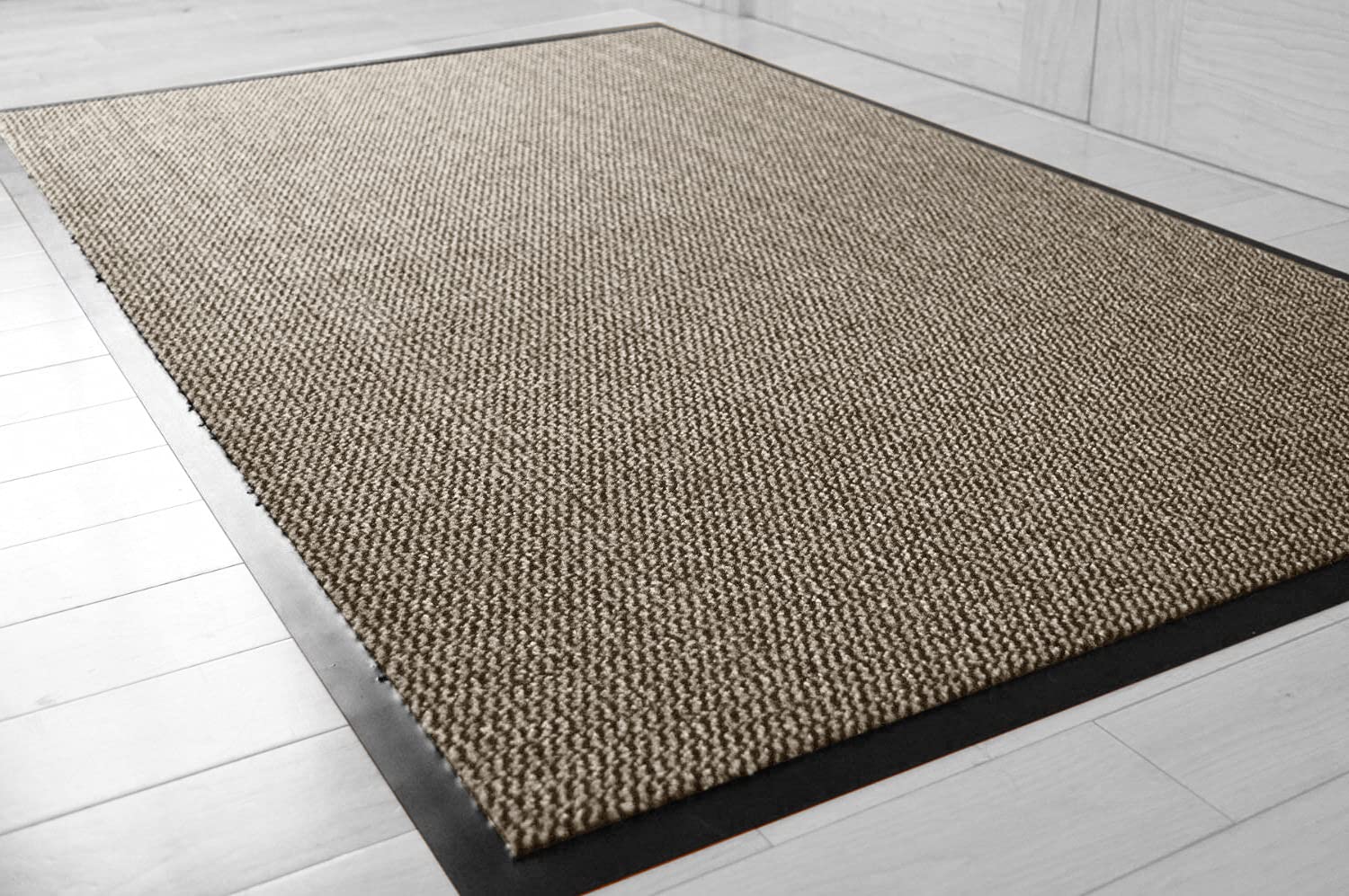 TrendMakers Hardwearing Heavy Duty Rubber Barrier Entrance Door Kitchen Utility Dust Floor Long Short Narrow Hall Hallway Runners Mats Rugs Black PVC Edge Pile Top | LIGHT BEIGE/BLACK | 60cm x 160cm — image 1