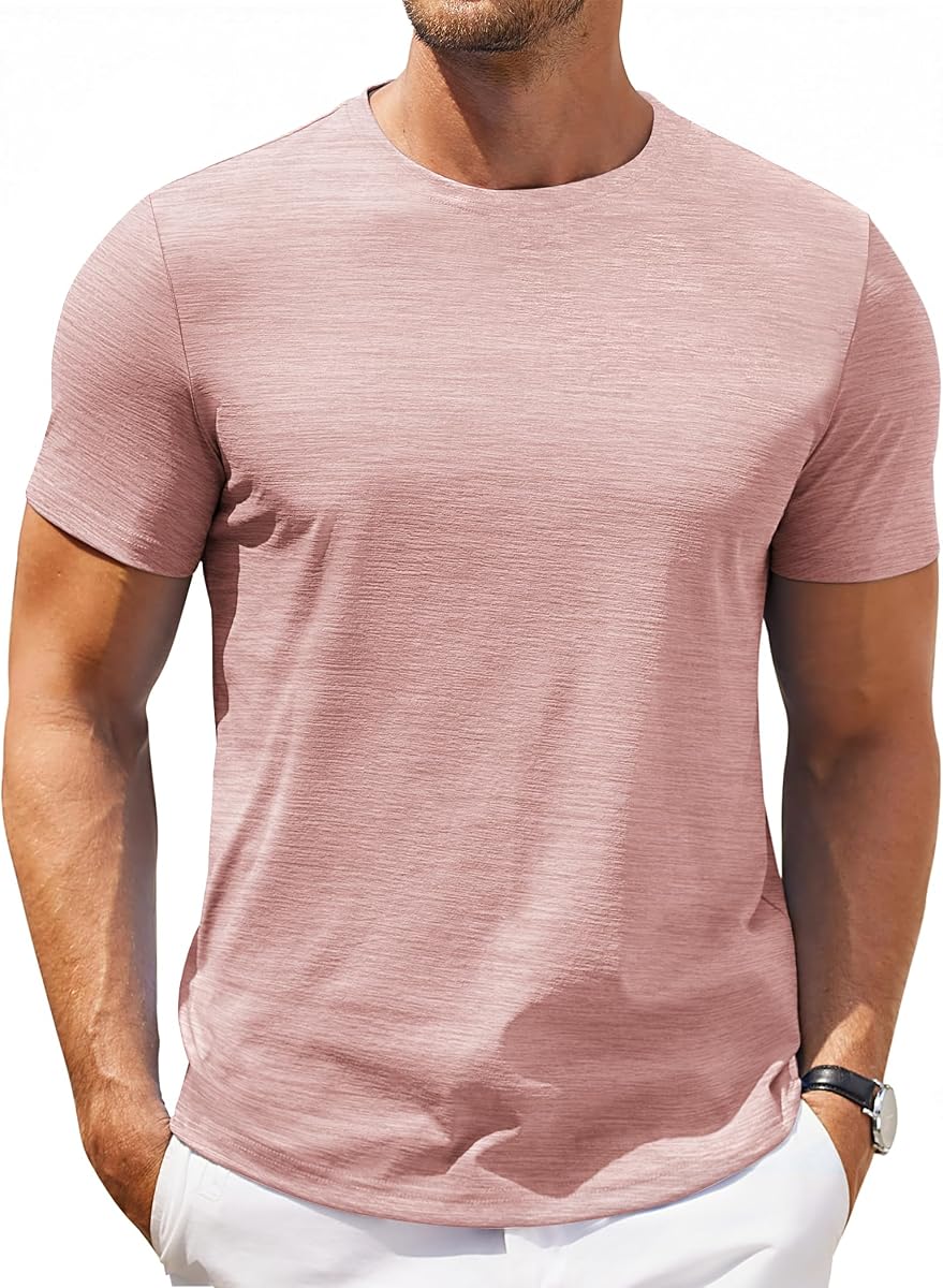 COOFANDY Camiseta de manga corta clásica con cuello redondo para hombre, camiseta básica informal de verano