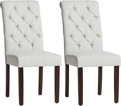 Miniatura 1 de Parsons - Juego de 2 sillas de comedor tapizadas de tela, elegantes sillas de comedor tapizadas de tela, asiento acolchado cómodo, patas de madera