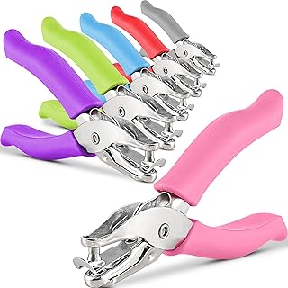 Emraw Premium Single Hole Paper Punch Cushion Grip Heavy Duty Hole Puncher for Greeting Cards Scrapbook Notebook Puncher Craft Paper Hand Tool Pack of 6