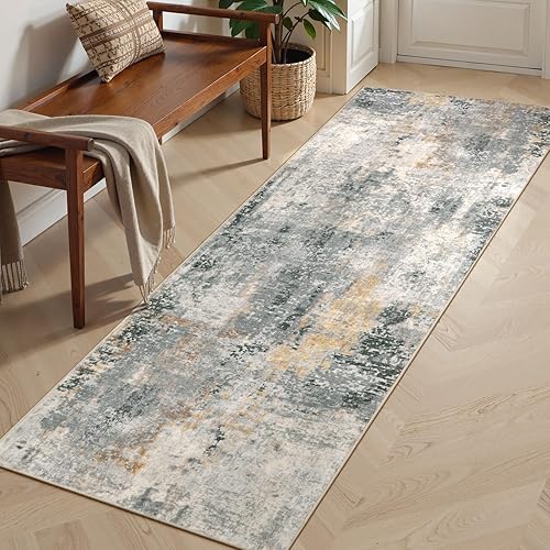 Miniatura 12 de Morebes Alfombra Moderna Abstracta de 3 x 5 Pulgadas, Alfombras Lavables Azules para Dormitorio, Alfombra Antideslizante para Sala de Estar