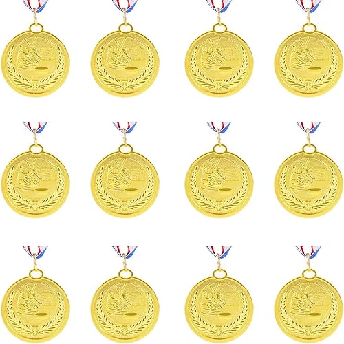 Abaokai 12 medallas de oro con cinta, medallas de hockey estilo olímpico para niños, regalos de hockey sobre hielo