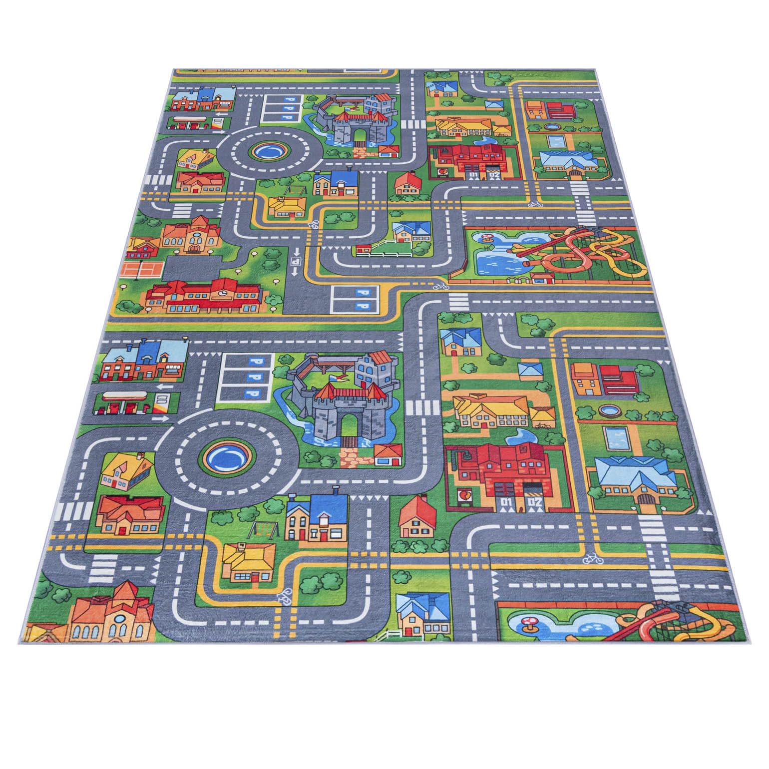 Mazovia Tapis Enfant Chambre d'enfant 80x150cm Anthracite Gris Rues Élégant